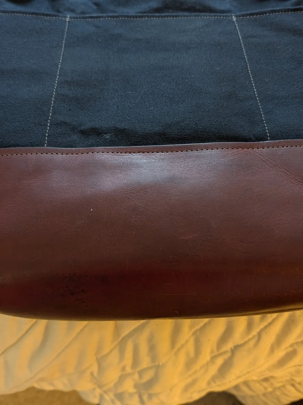 R. Riveter Black Canvas & Brown Leather Tote Bag